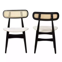 Kirklands Home Dining Chairs|Black Mid-Century Modern Dining Chairs, Set of 2 White