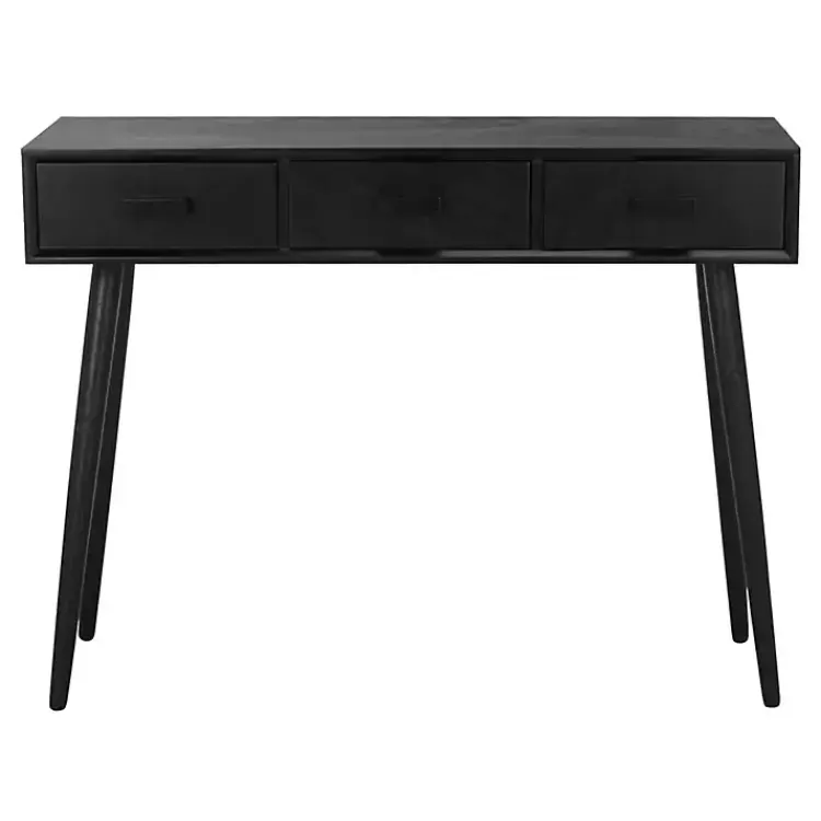 Kirklands Home Console Tables|Mid-Century Modern 3-Drawer Console Table Black