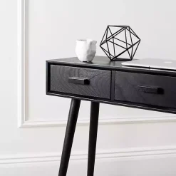Kirklands Home Console Tables|Mid-Century Modern 3-Drawer Console Table Black
