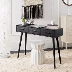 Kirklands Home Console Tables|Mid-Century Modern 3-Drawer Console Table Black