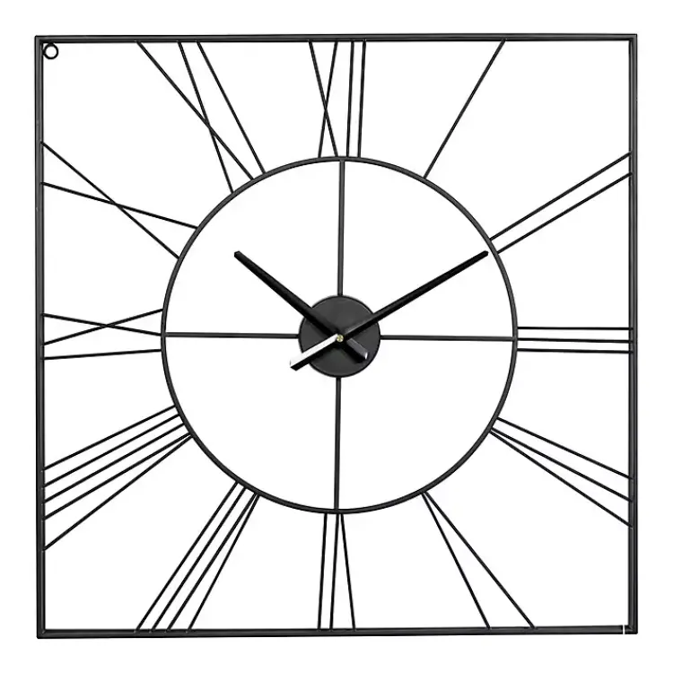 Kirklands Home Clocks|Minimal Square Open Face Clock Black