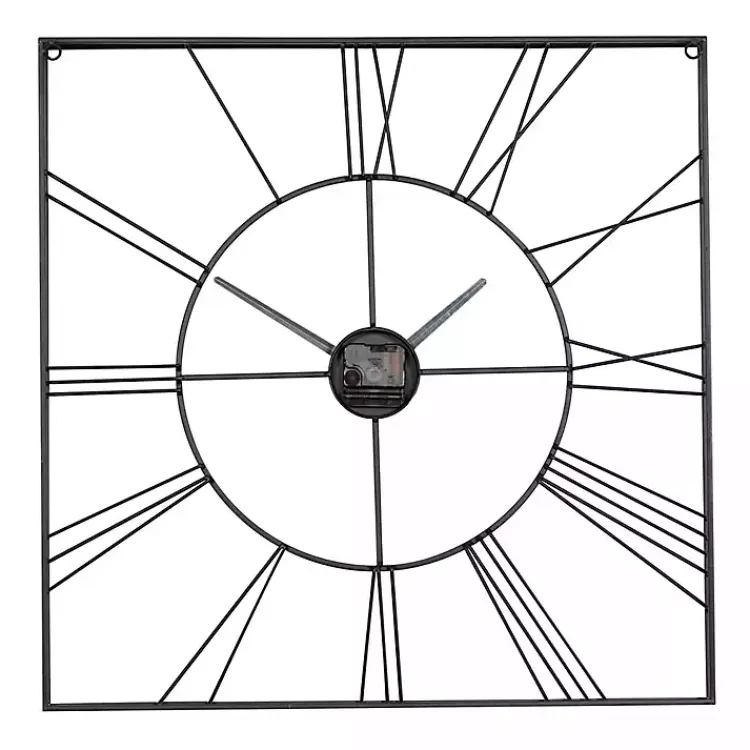 Kirklands Home Clocks|Minimal Square Open Face Clock Black
