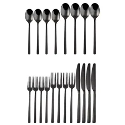 Kirklands Home Flatware & Cutlery|Mirrored Steel 20-pc. Flatware Set Black