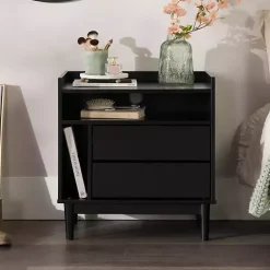 Kirklands Home Nightstands|Modern Frame Wood Nightstand Black