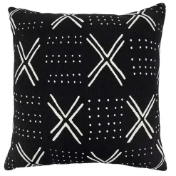 Hot Black Mudcloth Cotton Throw Pillow Pillows