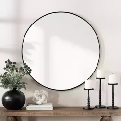 Kirklands Home Framed Mirrors|Nouveau Linear Round Mirror Black