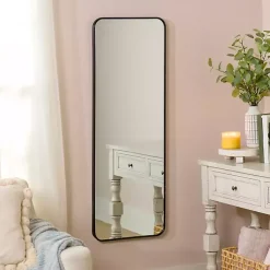Kirklands Home Framed Mirrors|Black Nouveau Panel Wall Mirror