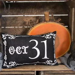 Sale Black Oct 31 Goth Script Mini Halloween Pillow Halloween