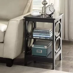 Kirklands Home Accent & End Tables|Octagon 2-Shelf Accent Table Black