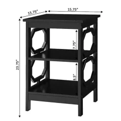 Kirklands Home Accent & End Tables|Octagon 2-Shelf Accent Table Black
