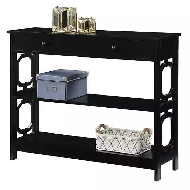 Kirklands Home Console Tables|Octagon 2-Shelf Console Table Black