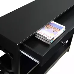 Kirklands Home Console Tables|Octagon 2-Shelf Console Table Black