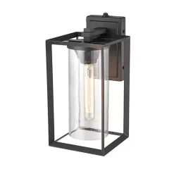 Kirklands Home Outdoor Lighting|Open Seeded Glass Outdoor Sconce Black
