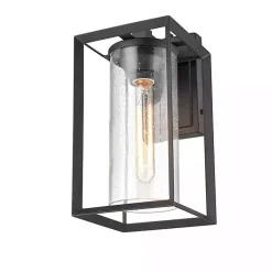 Kirklands Home Outdoor Lighting|Open Seeded Glass Outdoor Sconce Black