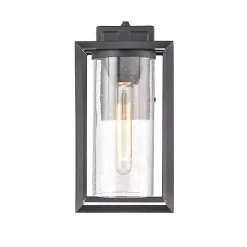 Kirklands Home Outdoor Lighting|Open Seeded Glass Outdoor Sconce Black