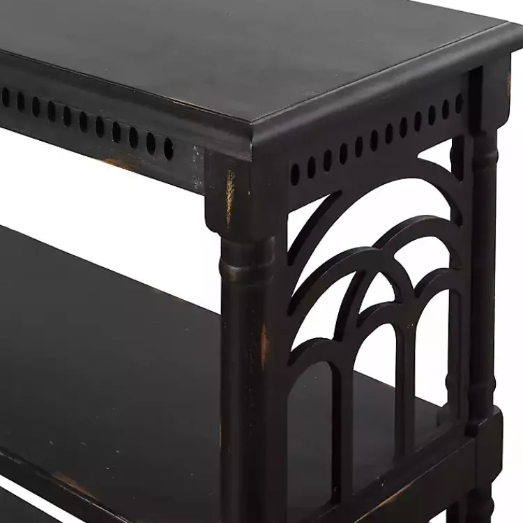 Kirklands Home Entryway Furniture|Open Shelf Cathedral Ends Console Table Black