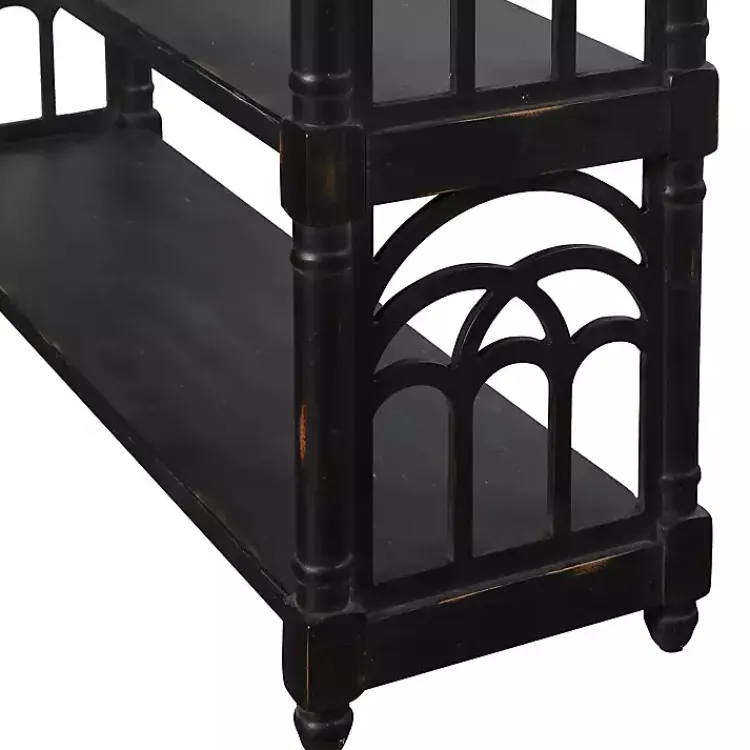 Kirklands Home Entryway Furniture|Open Shelf Cathedral Ends Console Table Black
