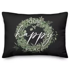 Kirklands Home Outdoor Cushions & Pillows|Black Our Happy Place Indoor/Outdoor Lumbar Pillow