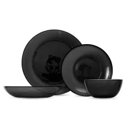 Kirklands Home Dinnerware|16-pc. Hammered Glass Dinnerware Set Black