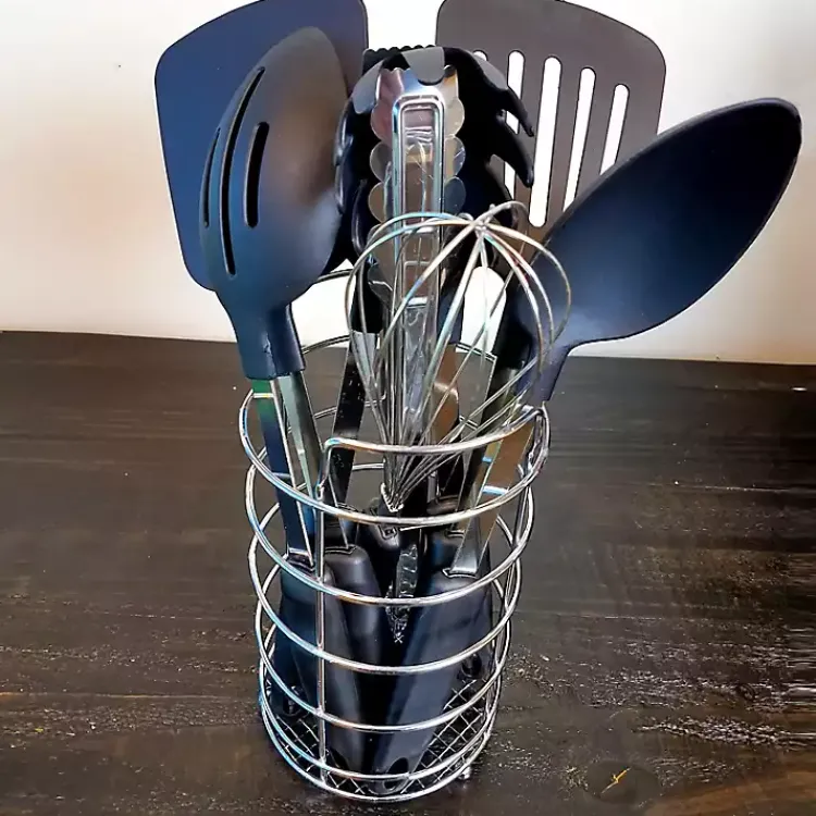 Kirklands Home Kitchen Accessories|9-pc. Utensil Set with Wire Caddy Black