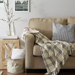 Online Plaid Fringe Throw Blankets & Throws