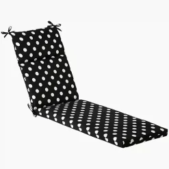 Kirklands Home Outdoor Cushions & Pillows|Polka Dot Outdoor Chaise Cushion Black