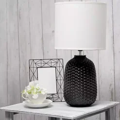 Kirklands Home Table Lamps|Purled Ceramic Table Lamp Black