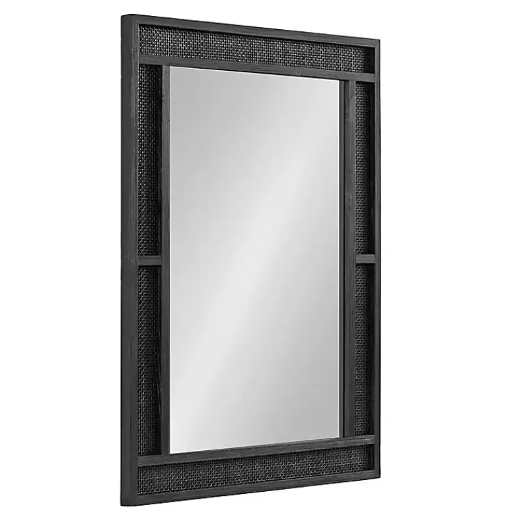 Kirklands Home Decorative Mirrors|Rattan Textured Rectangle Wall Mirror Black