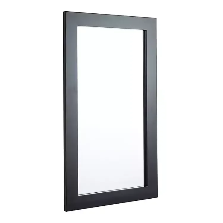 Kirklands Home Framed Mirrors|Black Rectangular Wood Wall Mirror, 24x42 in.