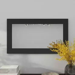 Kirklands Home Framed Mirrors|Black Rectangular Wood Wall Mirror, 24x42 in.