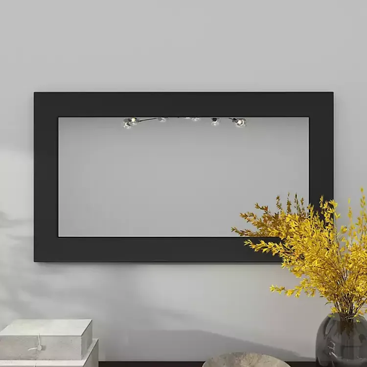 Kirklands Home Framed Mirrors|Black Rectangular Wood Wall Mirror, 24x42 in.