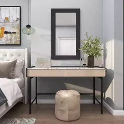 Kirklands Home Framed Mirrors|Black Rectangular Wood Wall Mirror, 24x42 in.