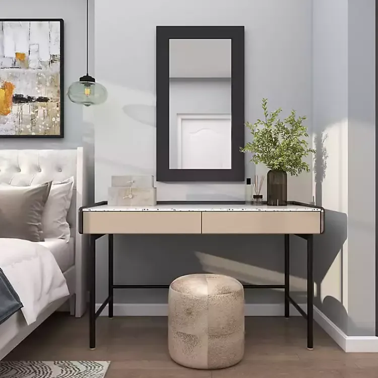 Kirklands Home Framed Mirrors|Black Rectangular Wood Wall Mirror, 24x42 in.