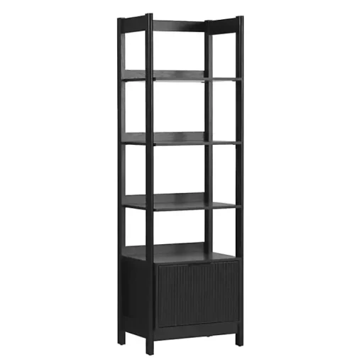 Kirklands Home Bookshelves|Reeded Wood Holmes Narrow Bookcase Black