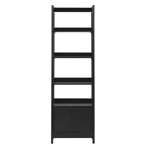 Kirklands Home Bookshelves|Reeded Wood Holmes Narrow Bookcase Black
