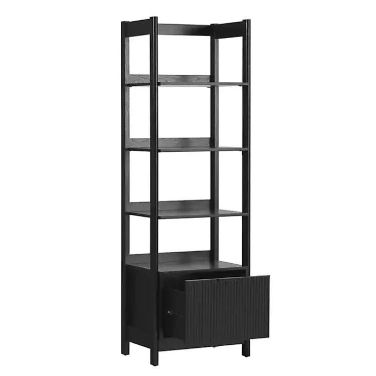 Kirklands Home Bookshelves|Reeded Wood Holmes Narrow Bookcase Black
