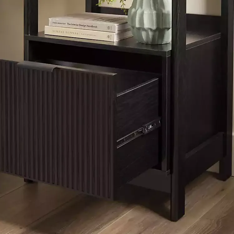Kirklands Home Bookshelves|Reeded Wood Holmes Narrow Bookcase Black