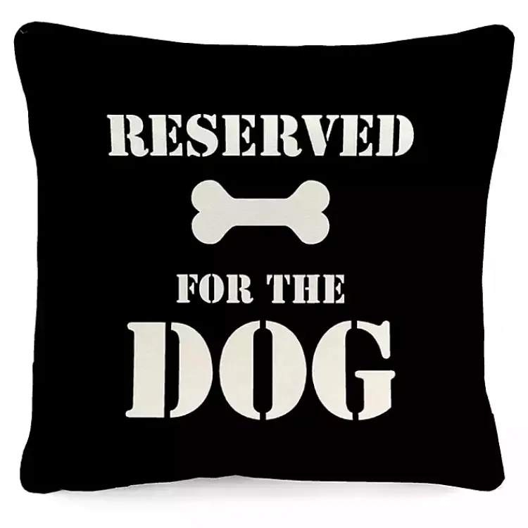 Kirklands Home Outdoor Cushions & Pillows|Black Reserved for the Dog Outdoor Pillow