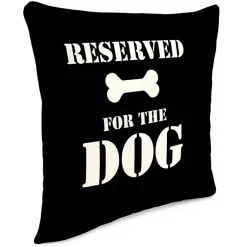 Kirklands Home Outdoor Cushions & Pillows|Black Reserved for the Dog Outdoor Pillow