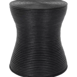 Kirklands Home Accent & End Tables|Ribbed Rattan Round Accent Table Black