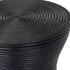 Kirklands Home Accent & End Tables|Ribbed Rattan Round Accent Table Black