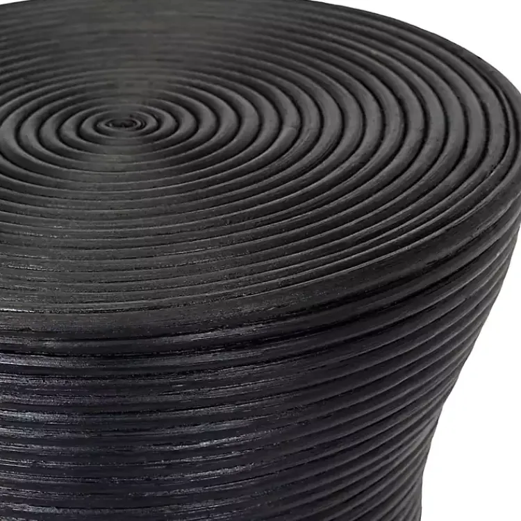 Kirklands Home Accent & End Tables|Ribbed Rattan Round Accent Table Black