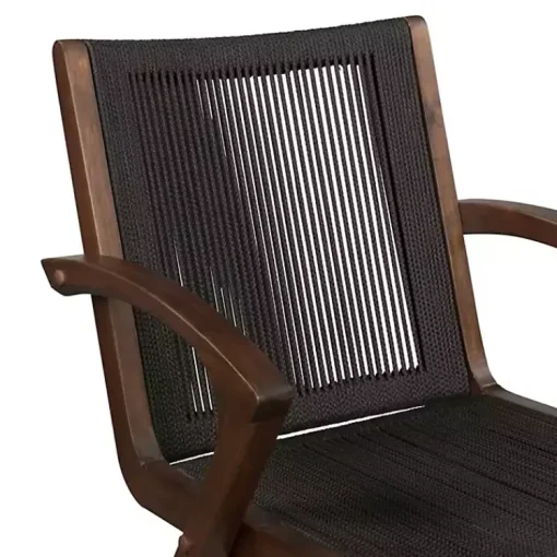 Kirklands Home Bar Stools & Counter Height Stools|Rope and Brown Wood Counter Stool Black