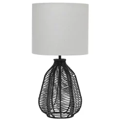 Kirklands Home Table Lamps|Black Rope Woven Table Lamp White