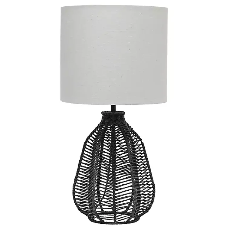 Kirklands Home Table Lamps|Black Rope Woven Table Lamp White