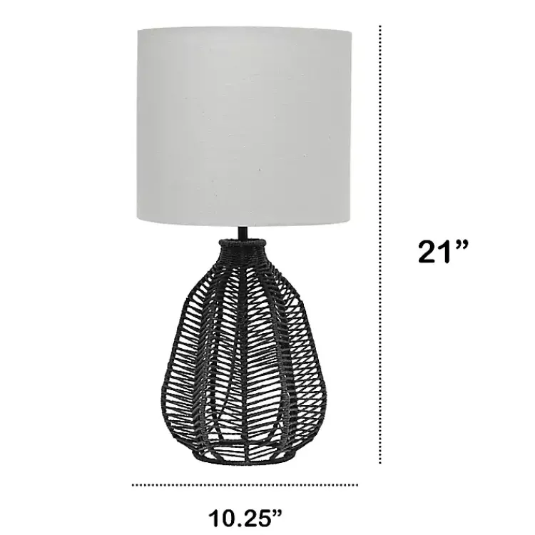 Kirklands Home Table Lamps|Black Rope Woven Table Lamp White