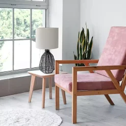 Kirklands Home Table Lamps|Black Rope Woven Table Lamp White