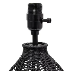 Kirklands Home Table Lamps|Black Rope Woven Table Lamp White