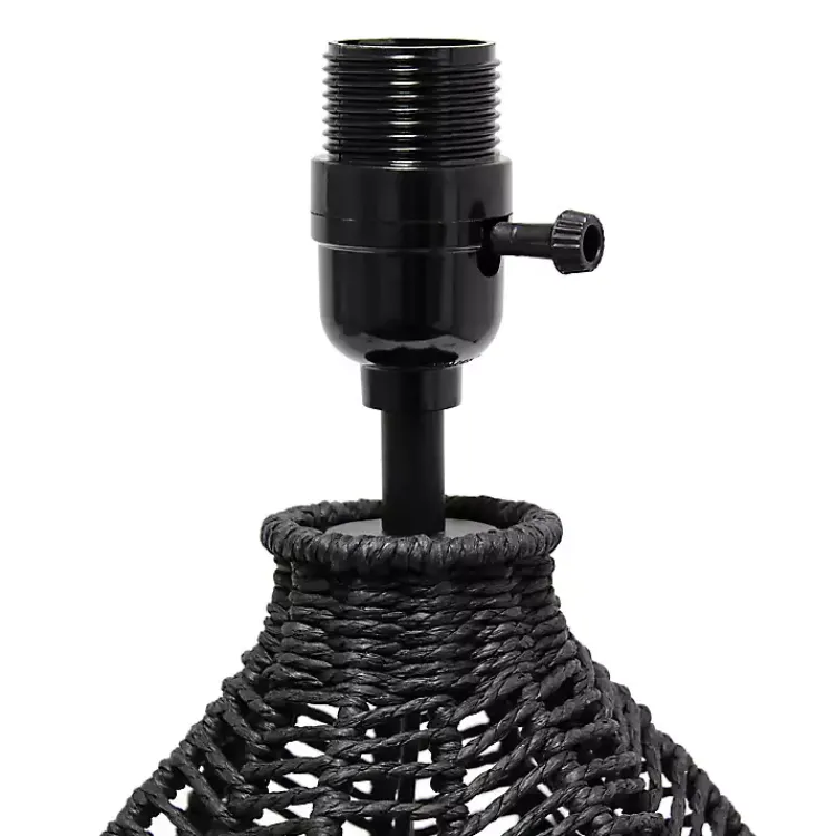 Kirklands Home Table Lamps|Black Rope Woven Table Lamp White