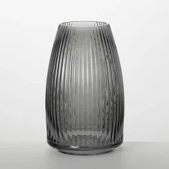 Clearance Round Ribbed Glass Vase Vases